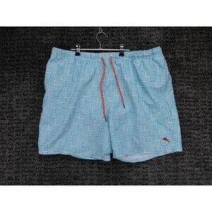 Tommy Bahama Swim Trunks Mens 2XL Blue White Geometric Print Relax Lined Beach